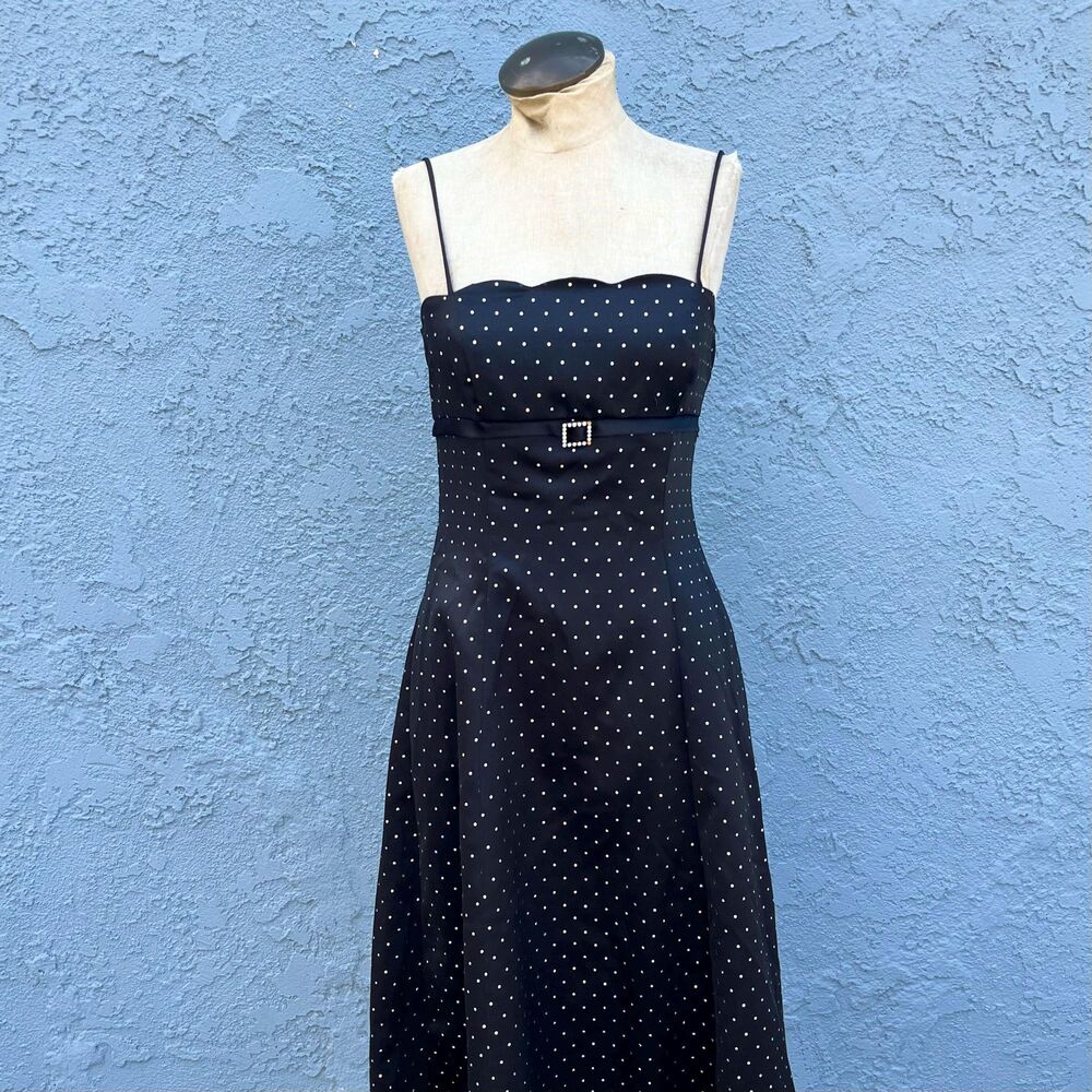 Y2k Polka Dot Gown Black Dress Size small